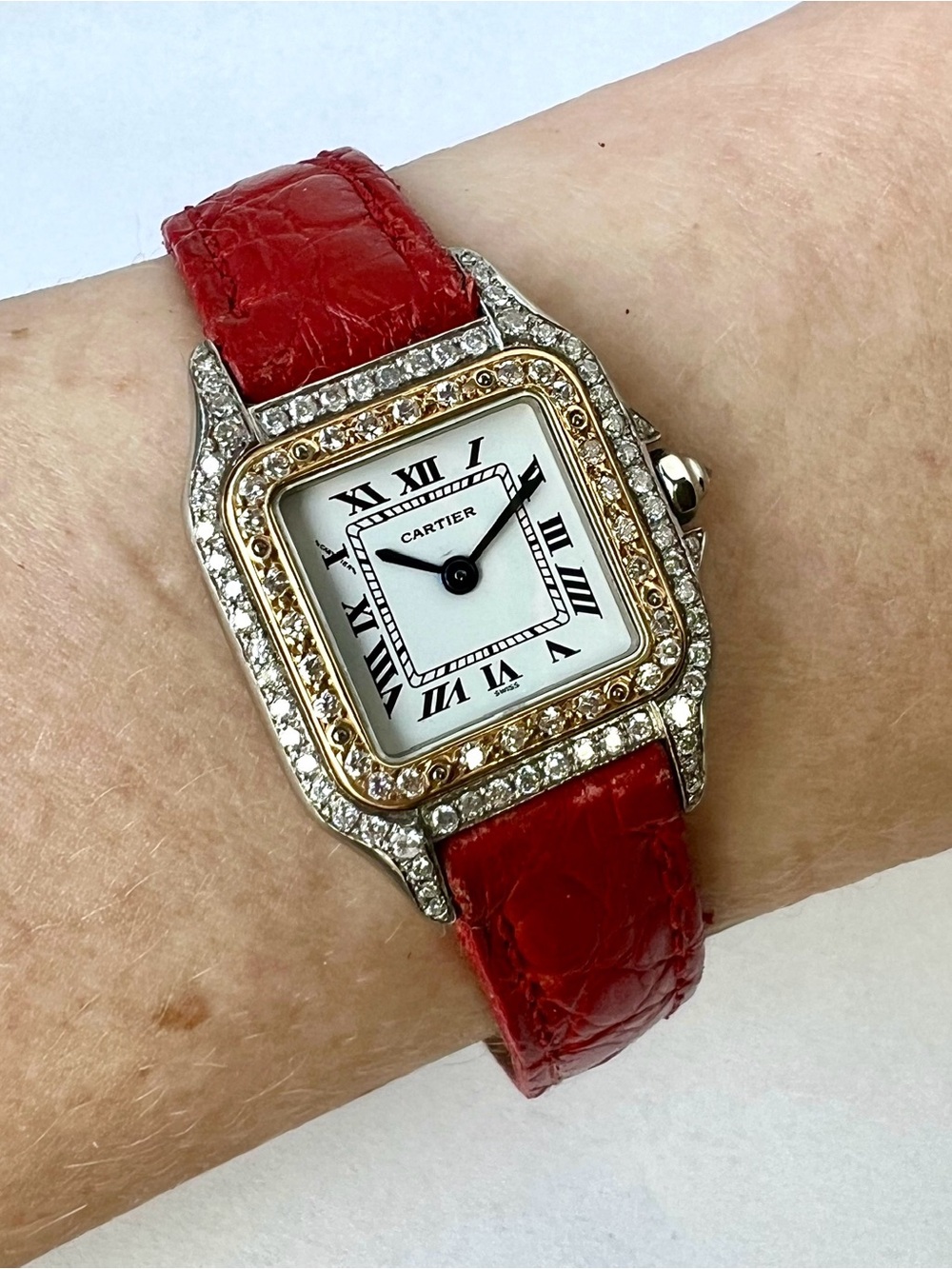 CARTIER PANTHERE 23mm Quartz 2 Tone 0.88TCW DIAMOND Watch White Dial - Picture 2 of 7